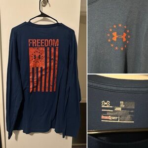 Under Armour Men's Long Sleeve Blue Freedom Tee